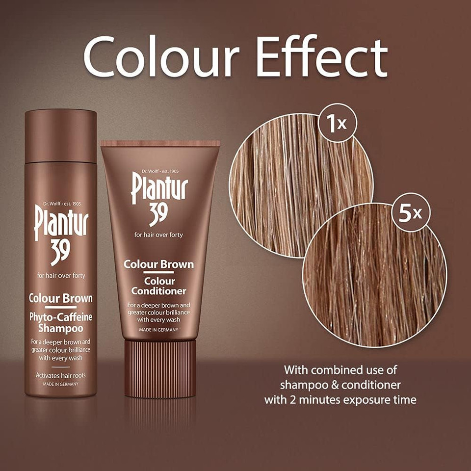 Plantur 39 Caffeine Shampoo and Conditioner Set for Brown Brunette Hair | Conceal Hairline Prevents and Reduces Hair Loss | Unique Formula Supports Hair Growth | 250ml Shampoo and 150ml Conditioner