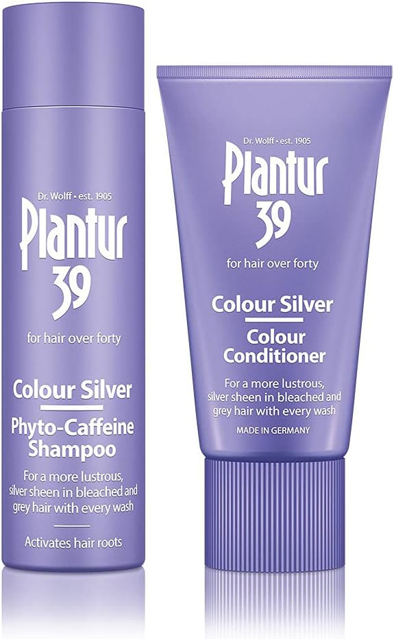 Plantur 39 Purple Shampoo and Conditioner Set | Enhanced Silver Sheen for Bleached and Grey Hair | Prevents and Reduces Hair Loss and Supports Hair Growth | 1x Shampoo 250ml | 1x Conditioner 150ml