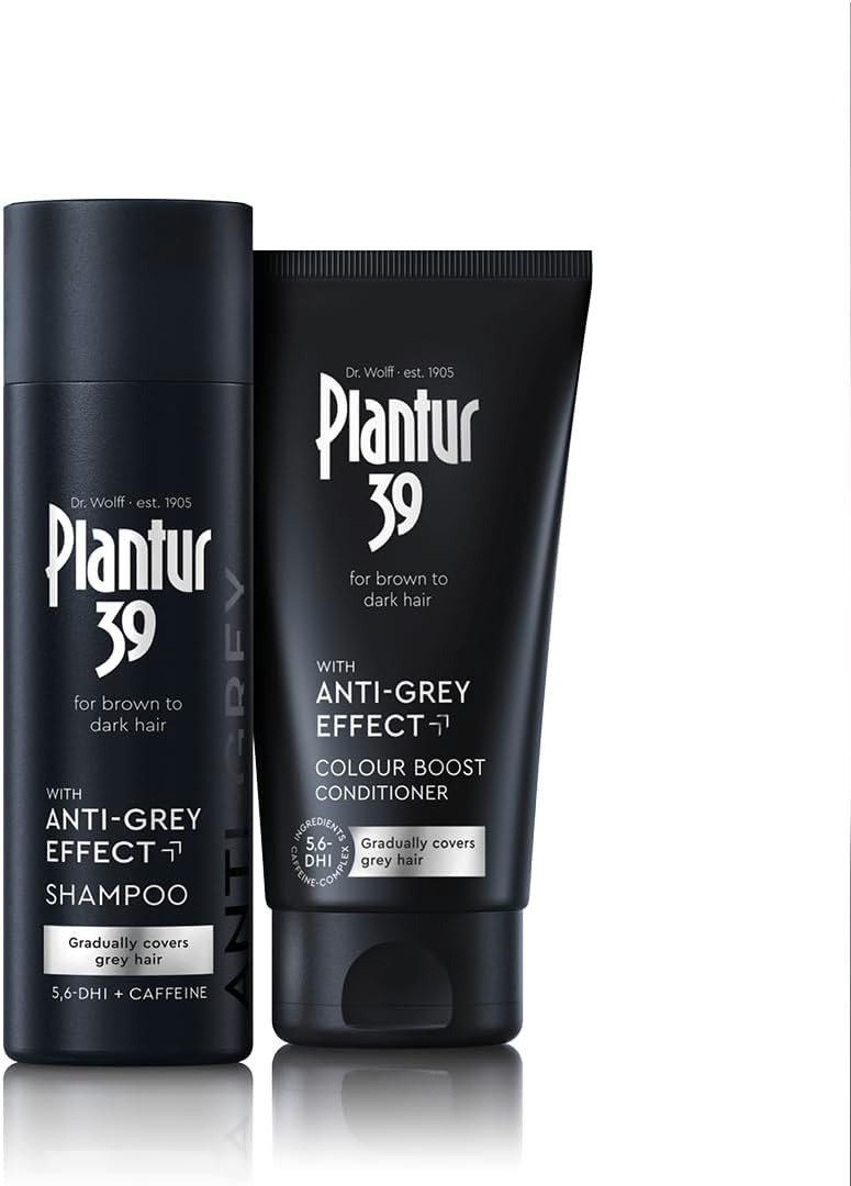 Plantur 39 Anti-Grey effect 5.6-DHI & Caffeine Set | Shampoo and Conditioner 200ml + 150 ml | Gradually Darker and Stronger Hair | Controlled concealing of grey hairs | Supports natural hair growth