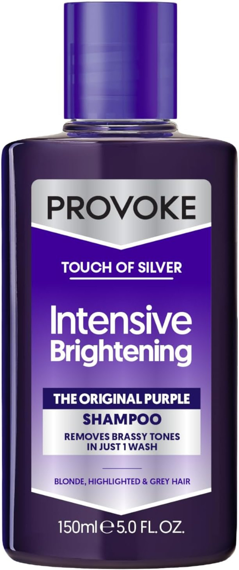 PROVOKE Touch Of Silver Brightening Purple Shampoo 200 ml, Neutralises Yellow and Orange tones, Formulated with Violet and Blue Pigments