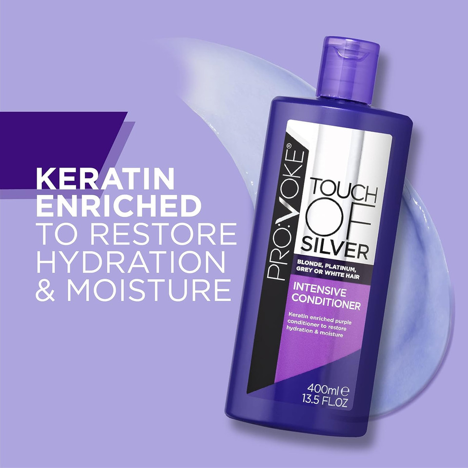 PROVOKE Touch Of Silver Brightening Purple Shampoo & Intensive Conditioner 400ml, Neutralises Yellow & Orange Tones, Formulated With Violet & Blue Pigments