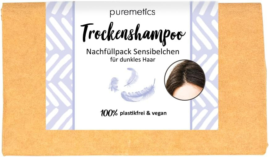 puremetics Refill Pack: Dry Shampoo 'Sensitive 'Dark' | Dry Shampoo for Sprinkling | Dry Shampoo without Plastic and Aerosols
