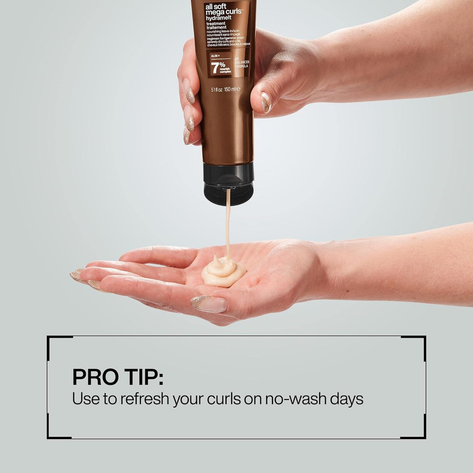 REDKEN All Soft Mega Curls, HydraMelt Leave-In Conditioner Treatment, For Dry Curly, Coily Hair, Nourishes and Adds Bounce, Shine and Definition, Vegan Formula, 150ml