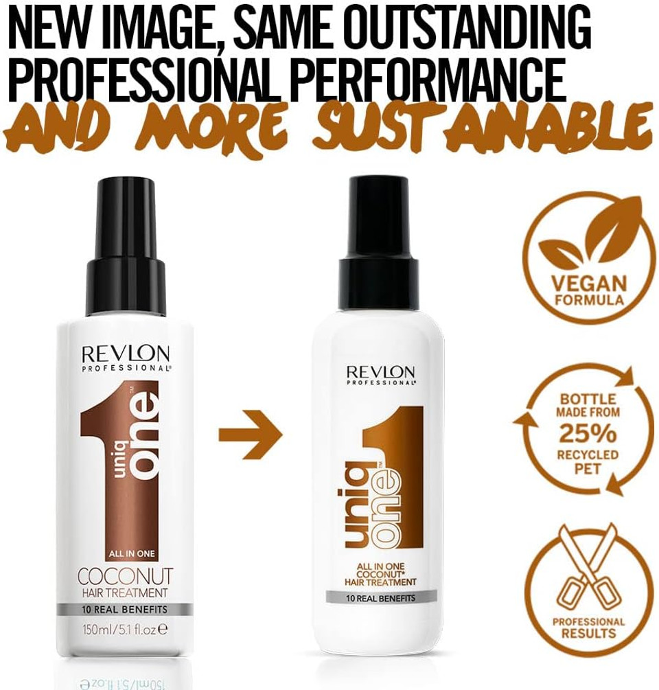 REVLON PROFESSIONAL UNIQONE HAIR TREATMENT, Leave-In Hair Treatment, Split Ends Hair Treatment, Green Tea Fragrance - 150 ml