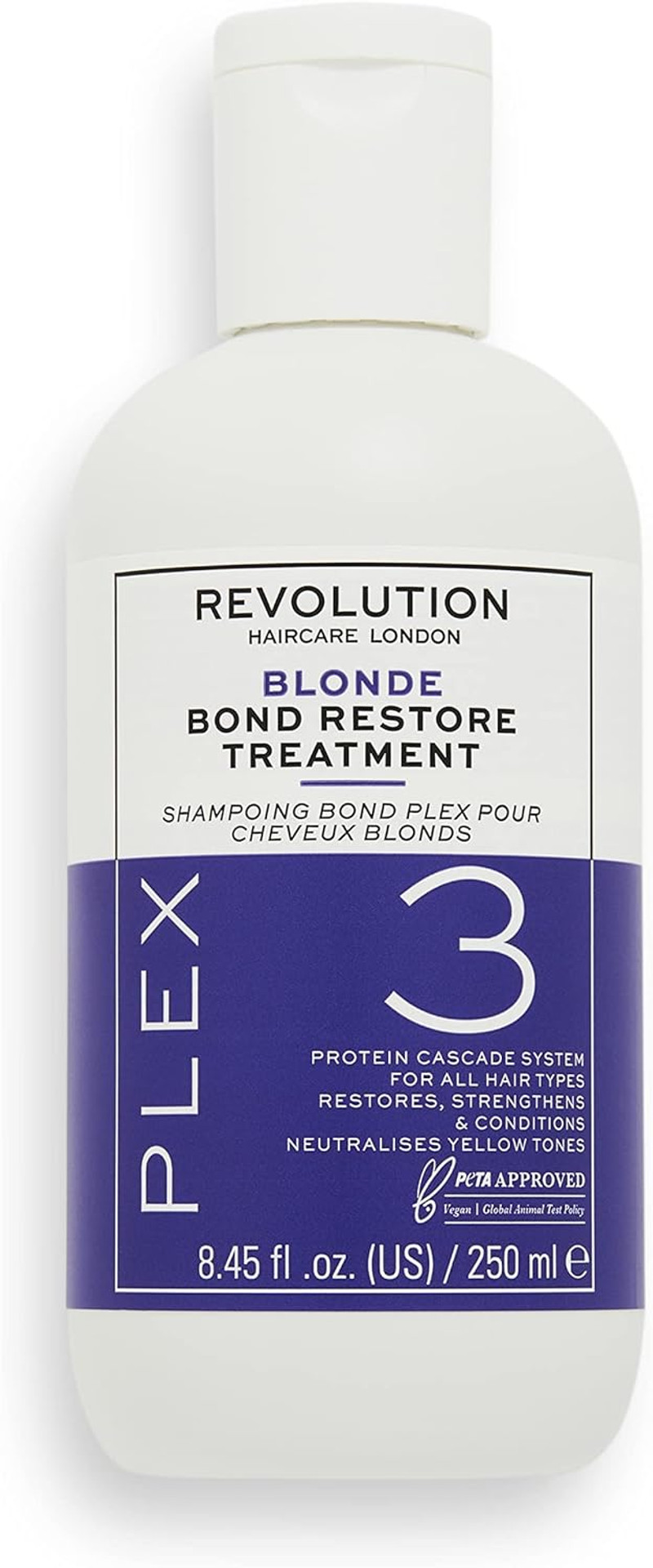 Revolution Haircare London Plex 3, Bond Restore Treatment, Hair Treatment for Blondes, 250 ml