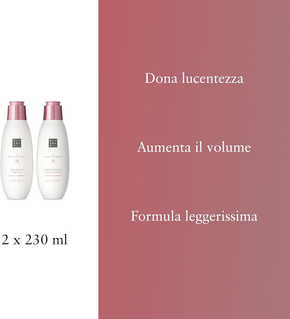RITUALS The Ritual of Sakura Hair Care Pack - Nourishing Shampoo and Conditioner Gift Set with Wheat Protein, Chia Seeds, Rice and Macadamia Oil - Value Pack 2 x 250ml