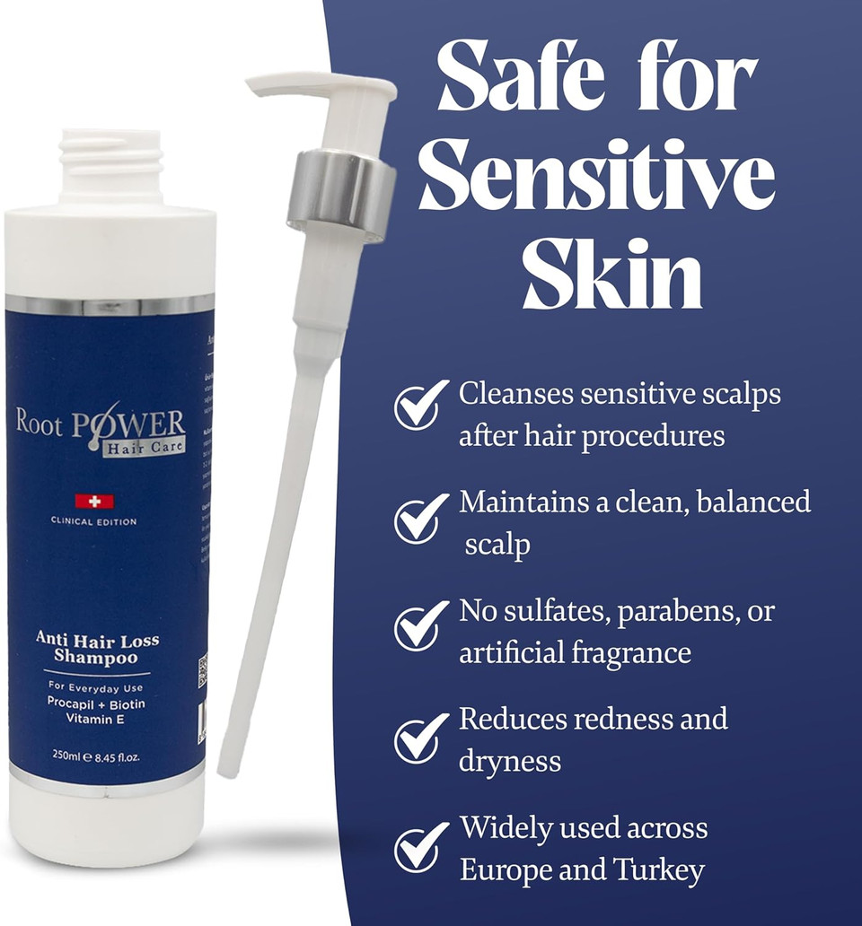 Anti Hair Loss Shampoo for Everyday Use  Enriched with Procapil, Biotin & Vitamin E  Supports Stronger, Fuller Hair  Ideal for After Hair Transplant & Post-Operation Care