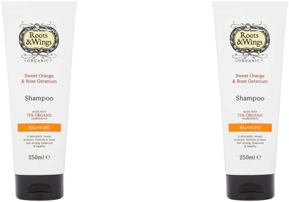 Roots & Wings Organic Balancing Sweet Orange and Rose Geranium Shampoo 250ml (Pack of 2)