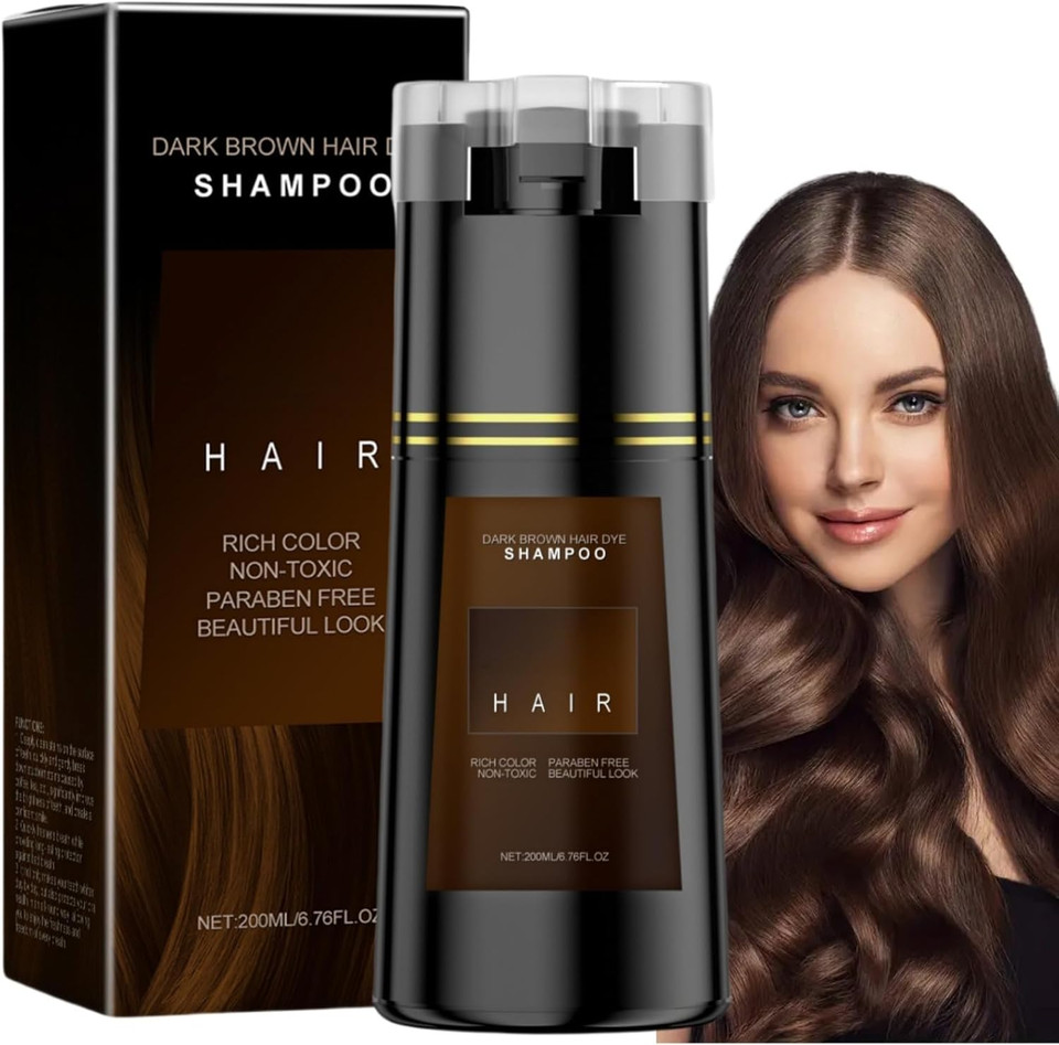 Hair Dye Shampoo,Hair Care Instant Dye Shampoo,3-In-1 Shamp-oo Color Treated Hair,Natural H-air Dy-e Sh-ampoo,Long Lasting Ha-ir Color Sham-poo for Grey,Easy Use Sha-mpoo Color,Dark Brown