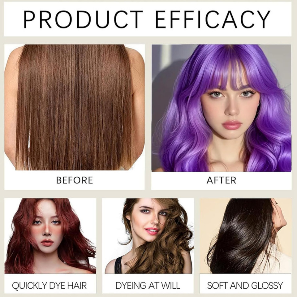 Polar Hair Dye Shampoo,Hair Care Instant Dye Shampoo,Hair Care,Hair Dye Purple,H/air Ca/re Dy/e Sha/mpoo,Natural Plant Ha/ir Dy/e Shamp/oo,3 in 1 for Gray Ha/ir Coverage,Hai/r Colour Sham/poo(Purple)