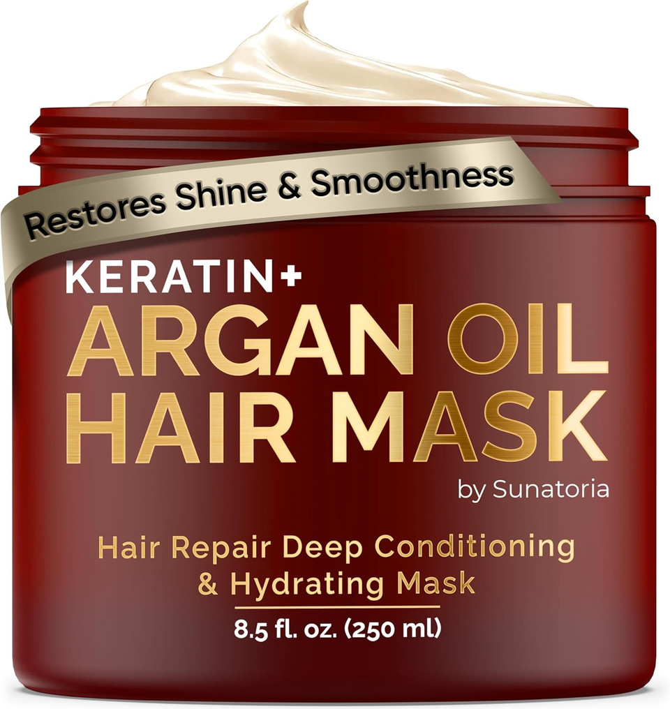 SUNATORIA Keratin Hair Mask - Professional Deep Hair Conditioner - Dry, Split End, Damaged Hair Repair Treatment - Vitamin Complex with Omega 3, 9, Vitamin E Oil - Protein Hair Care