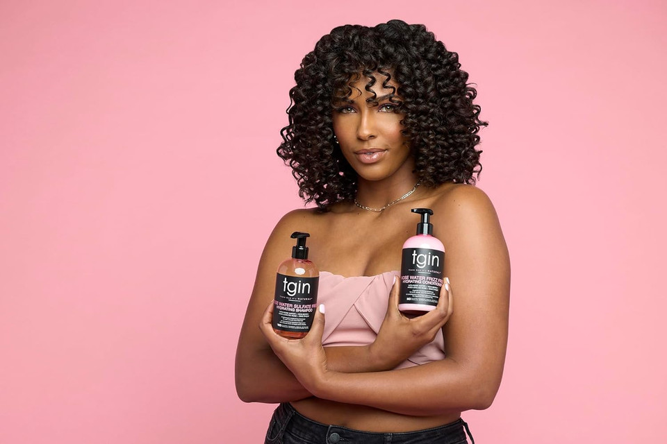 tgin Rose Water Frizz-Free Hydrating Conditioner for Curls - Waves - Great for low porosity hair - Fine hair