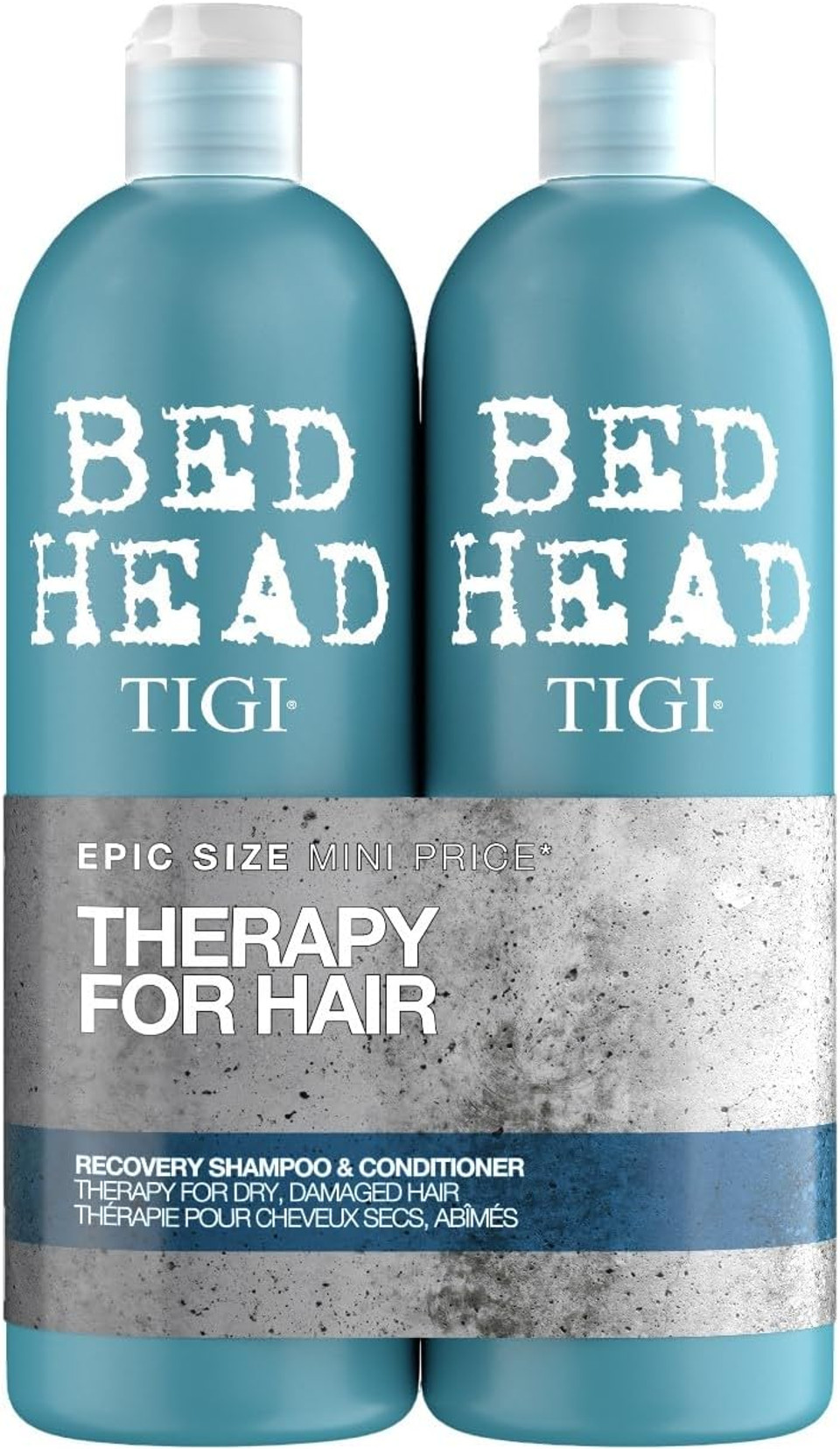 Bed Head by TIGI | Recovery Shampoo and Conditioner Set | Professional Moisturising Hair Repair Treatment | Ideal For Dry And Damaged Hair | 750 ml ( Pack of 2)