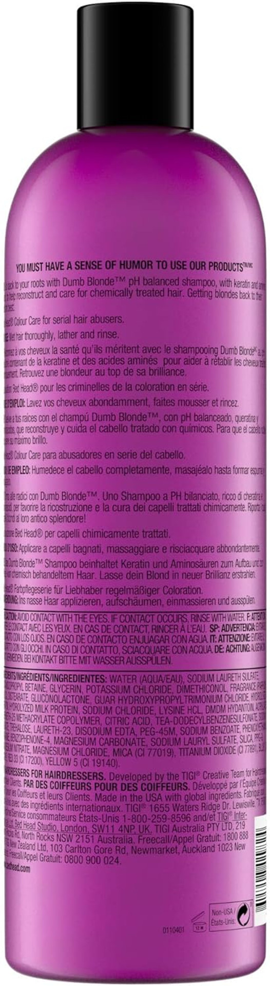 TIGI Bed Head Dumb Blonde Hair Care Shampoo 750ml TIGI Bed Head Dumb Blonde Hair Care Shampoo 750ml