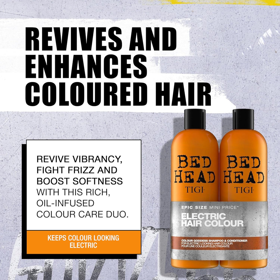 Bed Head by TIGI | Colour Goddess Shampoo and Conditioner Set | Professional Hair Treatment For Coloured Hair | Nourishing And Moisturising | 750 ml (Pack of 2)