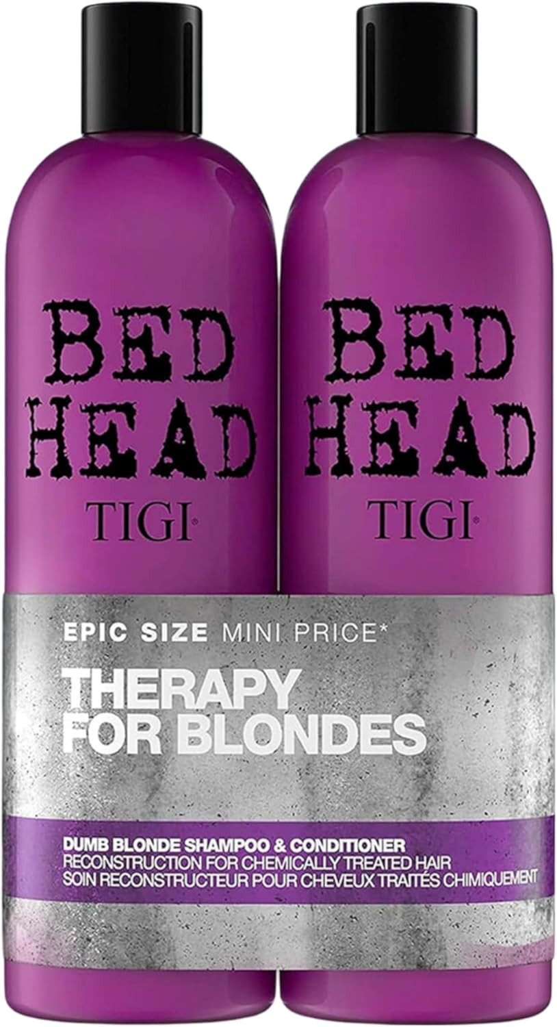 TIGI Bed Head Dumb Blonde Shampoo and Conditioner Set - Nourishing Professional Coloured Hair Treatment - Ideal For Blonde Hair - 750 ml (Pack of 2)