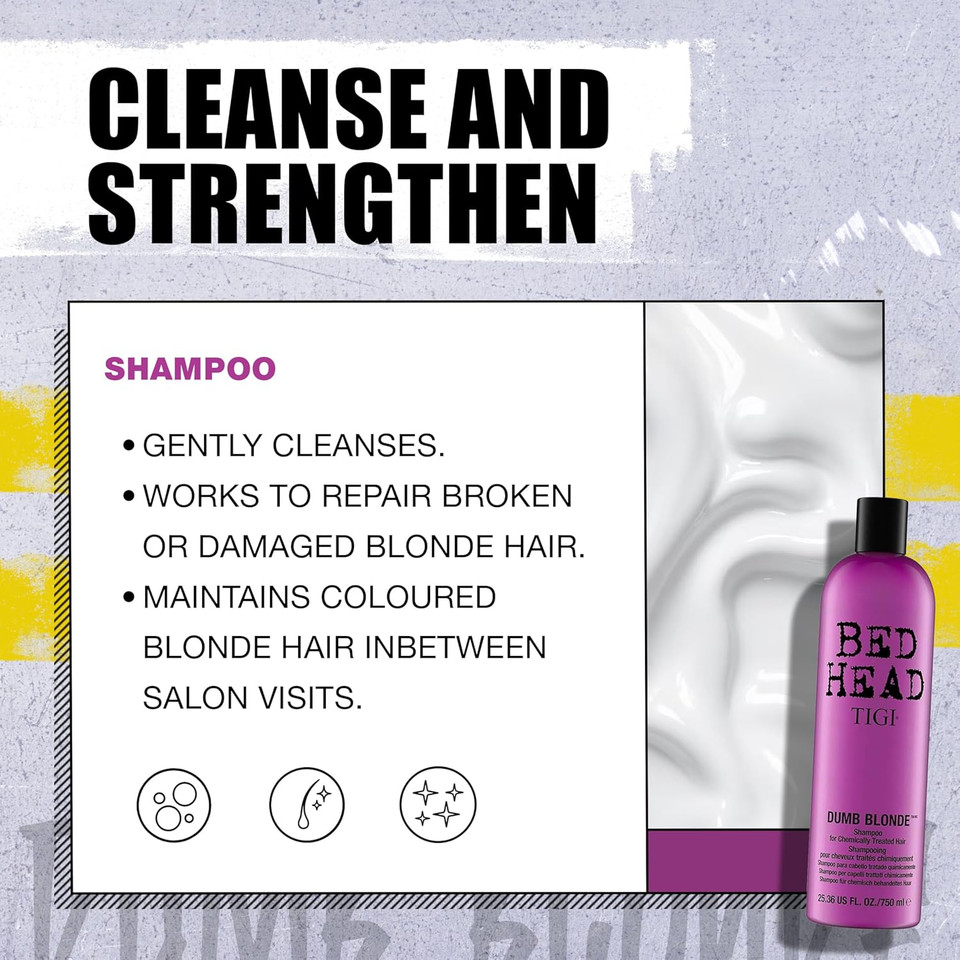 TIGI Bed Head Dumb Blonde Shampoo and Conditioner Set - Nourishing Professional Coloured Hair Treatment - Ideal For Blonde Hair - 750 ml (Pack of 2)