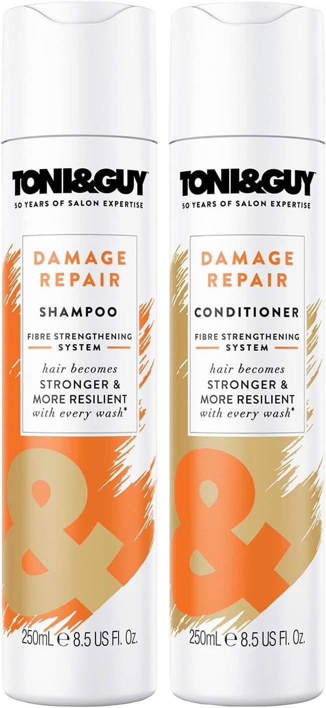 Toni & Guy Bundle of Shampoo 250ml and Conditioner 250ml that intensely Nourishes Damaged Hair Making Stronger and More Resilient With Every Wash