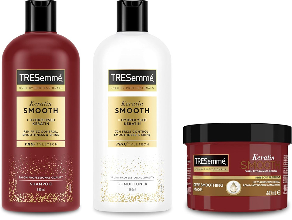 1xTRESemmé Keratin Smooth Shampoo 680 ml & 1x TRESemmé Keratin Smooth Conditioner for 72h frizz control, smoothness & shine 680 ml 2 piece