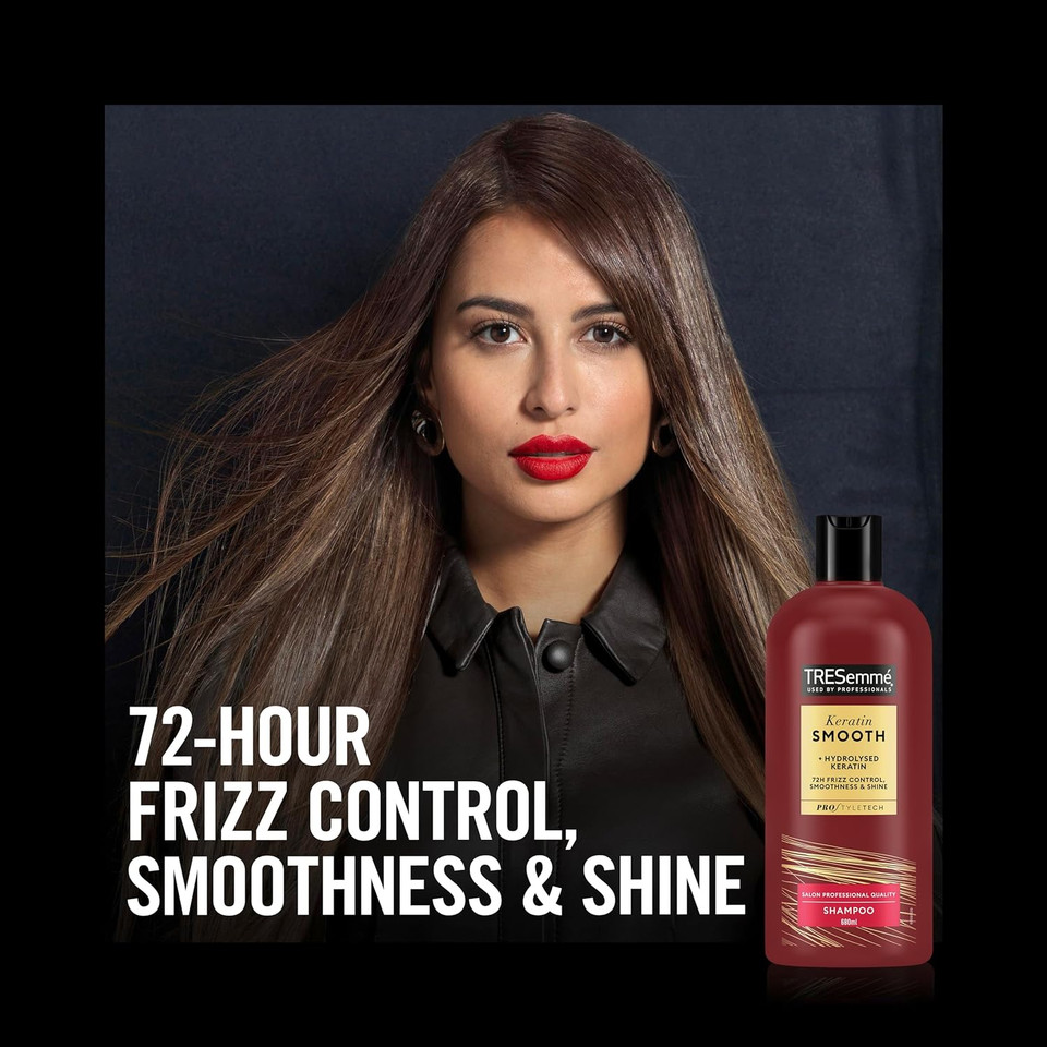 1xTRESemmé Keratin Smooth Shampoo 680 ml & 1x TRESemmé Keratin Smooth Conditioner for 72h frizz control, smoothness & shine 680 ml 2 piece