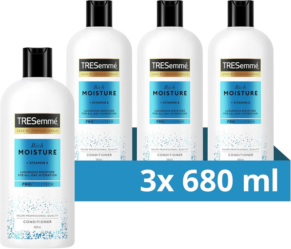 TRESemmé Rich Moisture luxurious moisture for all-day hydration Shampoo for dry, damaged hair 680 ml 3 piece