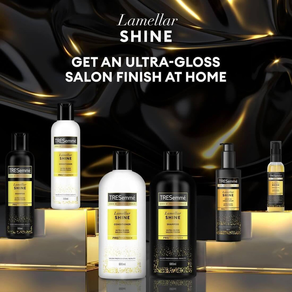 TRESemmé Lamellar Shine Hair Regime Set for dull hair, with patented lamellar technology  Lamellar Shine Shampoo 680 ml, Lamellar Shine Conditioner 680 ml & Ultra Gloss Hair Shine Spray 200 ml