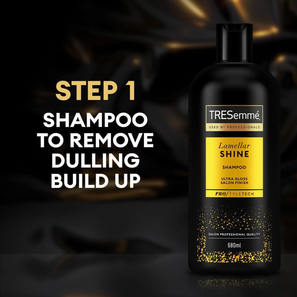 TRESemmé Lamellar Shine Hair Regime Set for dull hair, with patented lamellar technology  Lamellar Shine Shampoo 680 ml, Lamellar Shine Conditioner 680 ml & Ultra Gloss Hair Shine Spray 200 ml