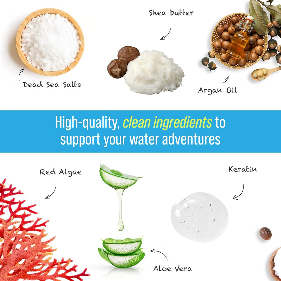 Essential Swim Care Kit - 3-in-1 Shampoo and Conditioner for Kids, Chlorine Swimmers Shampoo, Leave-In Conditioner, Pool Essentials, Ultimate Swimming Hair Care