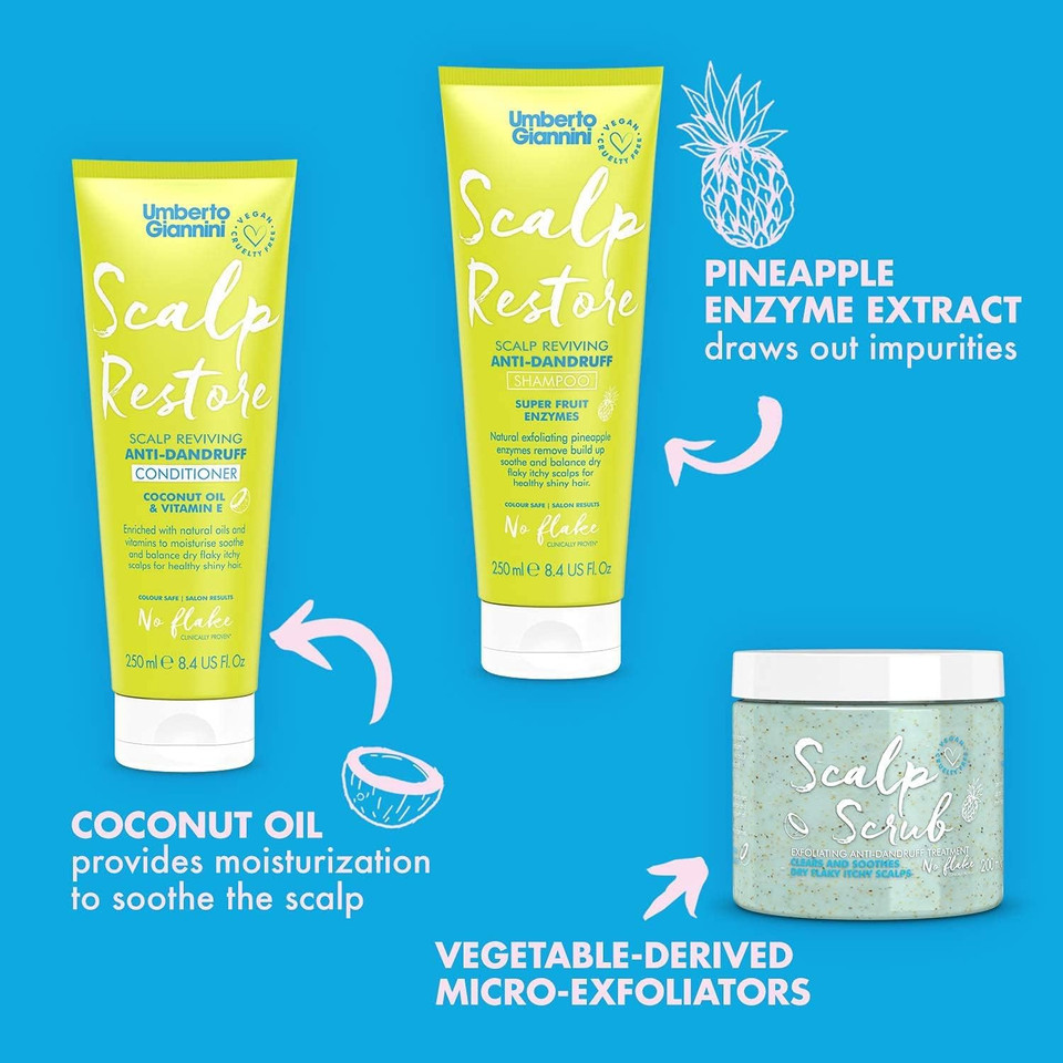 Umberto Giannini Scalp Restore Balancing Conditioner, Vegan & Cruelty Free Scalp Reviving Formula with Coconut Oil & Vitamin E, 250ml