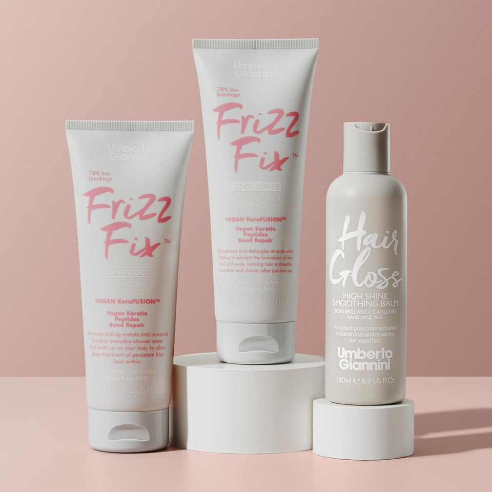 Umberto Giannini Frizzy Hair Rescue Kit - Includes Frizz Fix Shampoo, Conditioner + Shine Balm for Long Lasting Hold + Smooth Hair - For all hair types - Glass Hair Finish Umberto Giannini Frizzy Hair Rescue Kit - Includes Frizz Fix Shampoo, Conditioner + Shine Balm for Long Lasting Hold + Smooth Hair - For all hair types - Glass Hair Finish