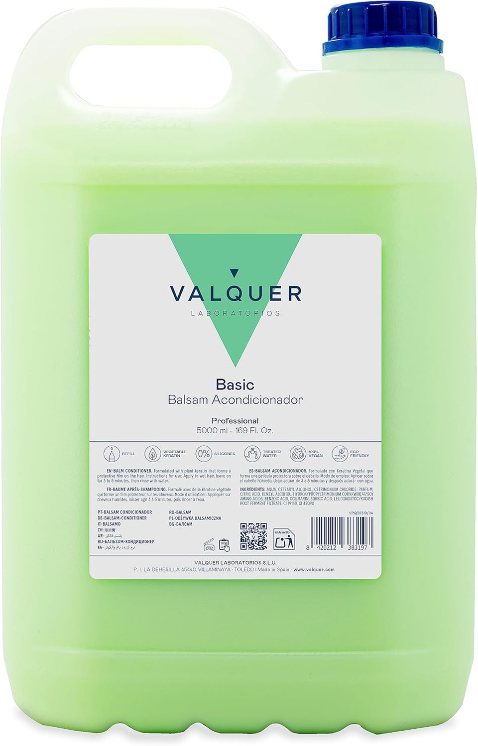 Valquer Profesional Vitalising Hair Conditioner with Natural Keratin, Balm Conditioner, Vegan Silk Effect, 5000 ml