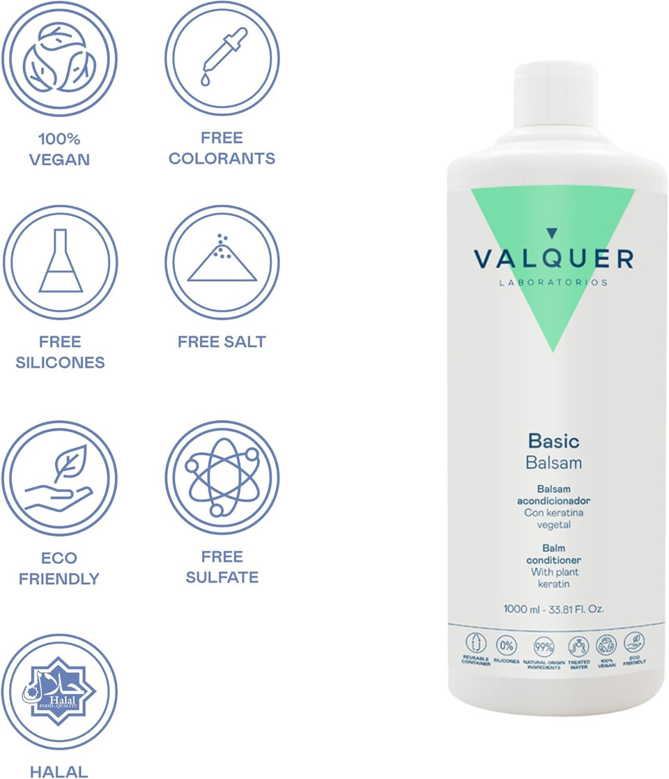 Valquer Profesional Vitalising Hair Conditioner with Natural Keratin, Balm Conditioner, Vegan Silk Effect, 5000 ml