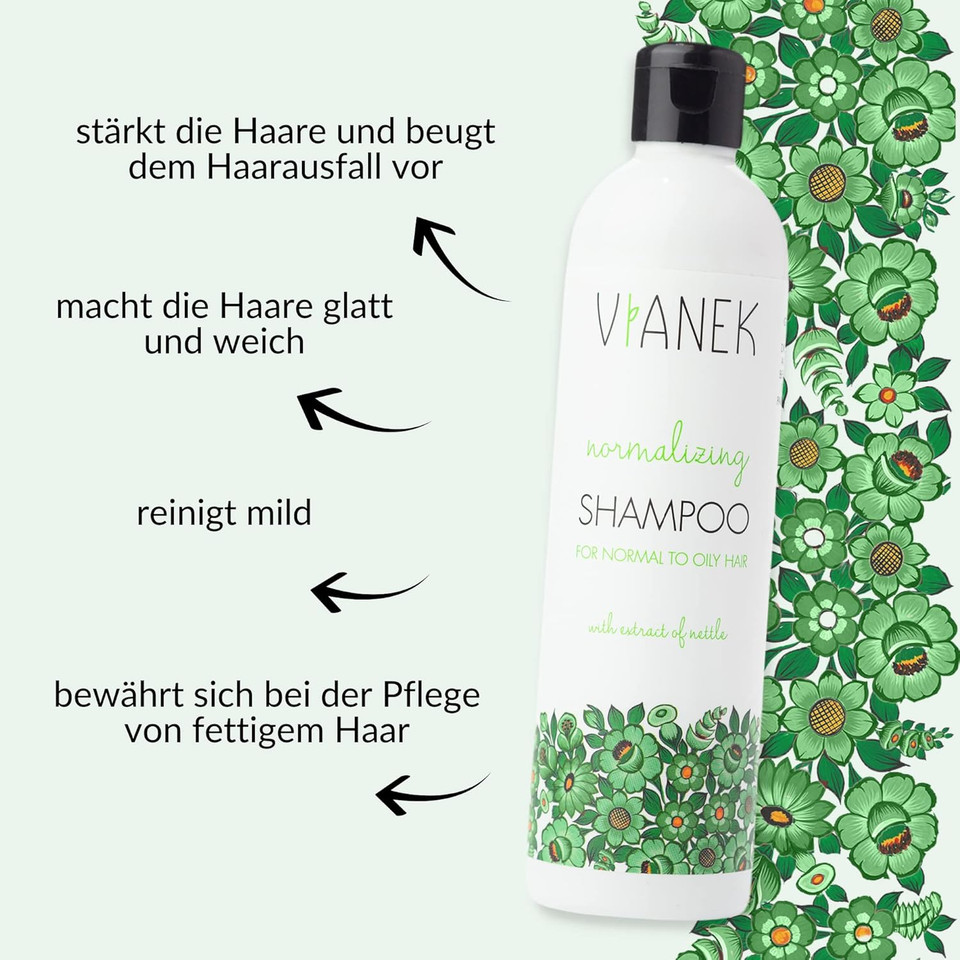 VIANEK Normalising Shampoo Hair Shampoo for Hair Care Vegan Natural Cosmetics for Men and Women Size 300 ml