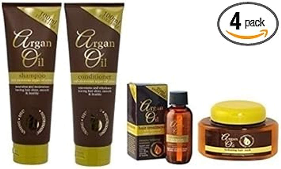 Bundle of 4 Hair Care Products - Argan Oil Shampoo, Conditioner, Hair Mask, Hair Treatment