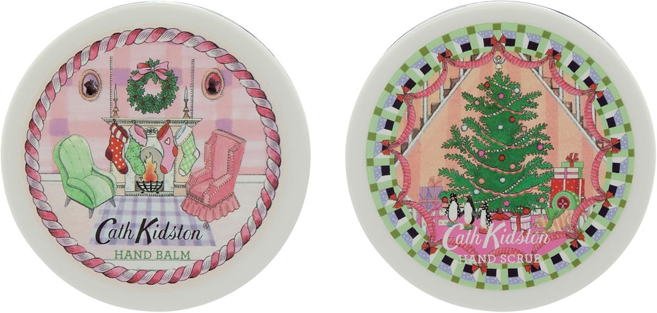 Cath Kidston Hand Cream 100 ml, Body Lotion, Hand Scrub, Hand Balm 3 x 50 ml, Bath Salt Sachets 3 x 20 g, Beauty Treat Tin, Travel Size and Vegan Friendly, Gift For Her, A Dolls House Collection