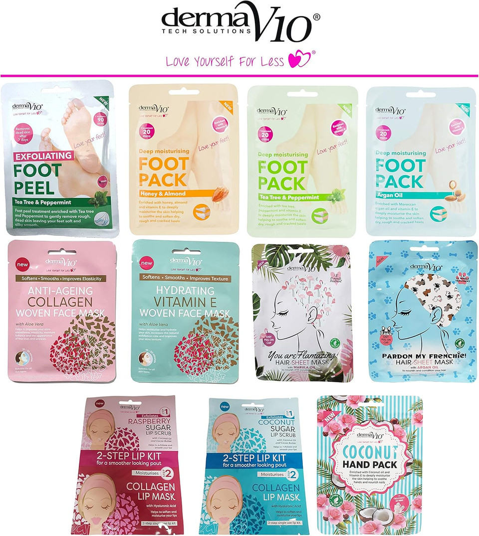 Derma V10 Deeply Moisturising Coconut Hand Pack, Enriched with Coconut Oil and Vitamin E - 6 Pack