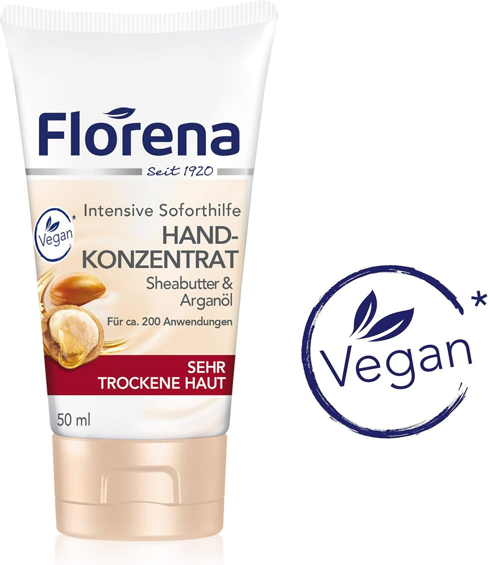 Florena Hand Concentrate with Shea Butter and Argan Oil Vegan, 50 ml (Pack of 1)