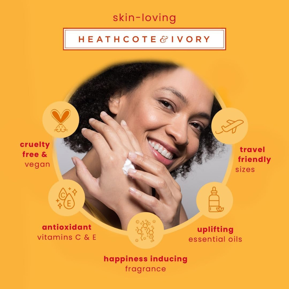 Heathcote & Ivory Flower of Focus Hand Cream Trio | Vegan Hand Cream | Rosemary | Lavender | Sweet Orange | Travel Set | Hand Cream Set | 3 x 30ml