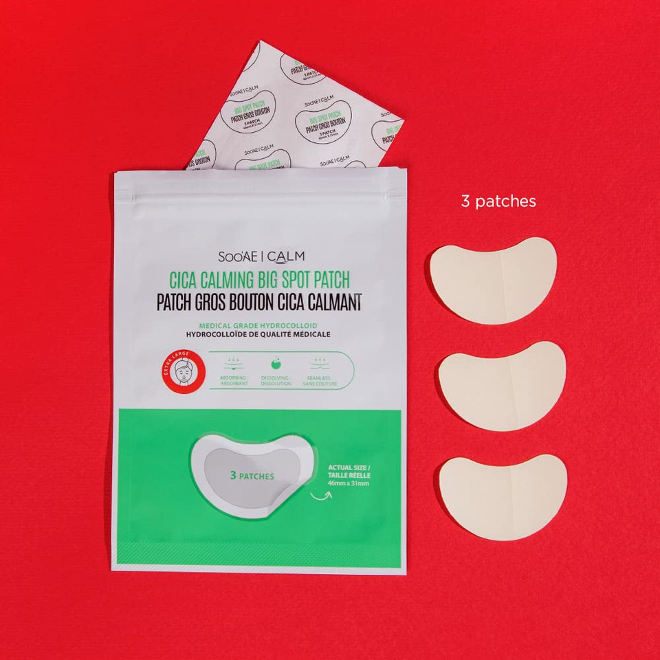 SOOAE Acne Patch BIG Spot Cica Calming Pimple Patch - Acne Blemish Pimple Patch · FDA Registerd· Medical grade Absorbing Hydrocolloid Spot Treatment Fast Healing, Blemish Cover3 Count (Pack of 1)