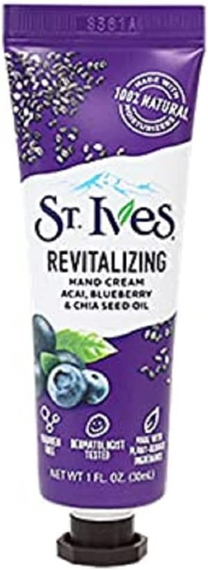 St Ives Hand Cream 30ml Revitalising Acai, Blueberry & Chai Seed Oil