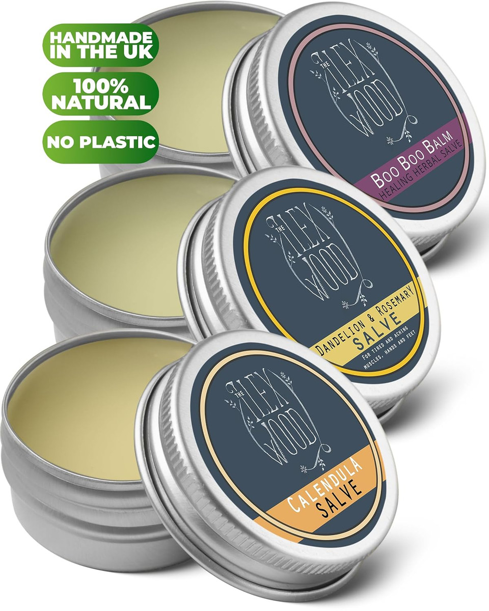 The Ilex Wood - Herbal Healing Salve Boo Boo Balm - For skin irritation, scrapes, bites and stings, palm oil free, cruelty free, plastic free, handcrafted in the UK - 100ml
