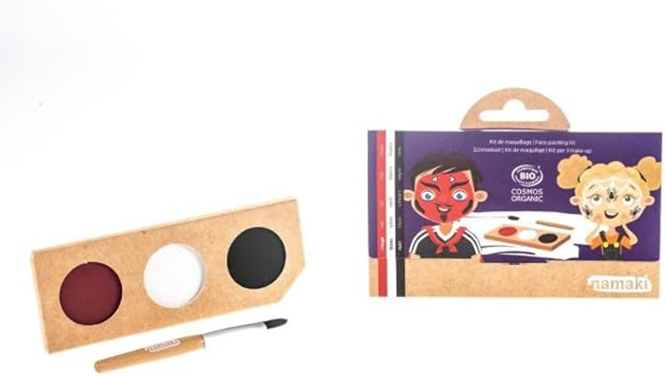 Makeup Palette for Kids Halloween - Devil & Spider - 3 Colours (Red, White, Black) - Hypoallergenic and Organic Cosmos Namaki Makeup Palette for Kids Halloween - Devil & Spider - 3 Colours (Red, White, Black) - Hypoallergenic and Organic Cosmos Namaki
