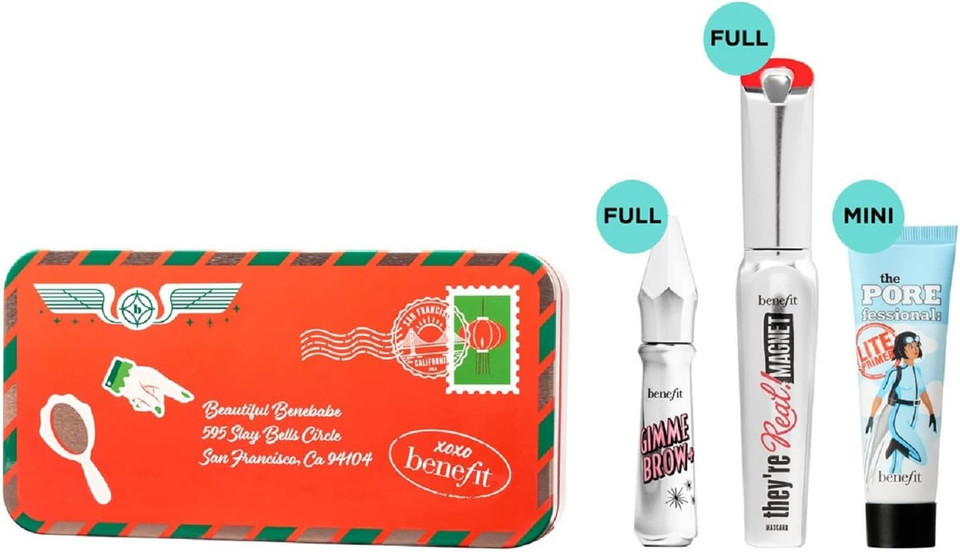 Benefit Stamp of Beauty LIMITED EDITION Full-size lengthening mascara, full-size volumizing brow gel in Shade 3 & mini POREfessional Lite primer (Worth £60.50)