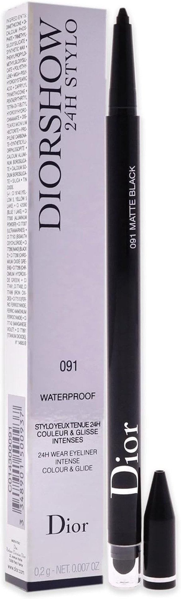 Christian Dior Diorshow 24H Stylo Waterproof Eyeliner - 091 Matte Black For Women 0.007 oz Eyeliner Christian Dior Diorshow 24H Stylo Waterproof Eyeliner - 091 Matte Black For Women 0.007 oz Eyeliner
