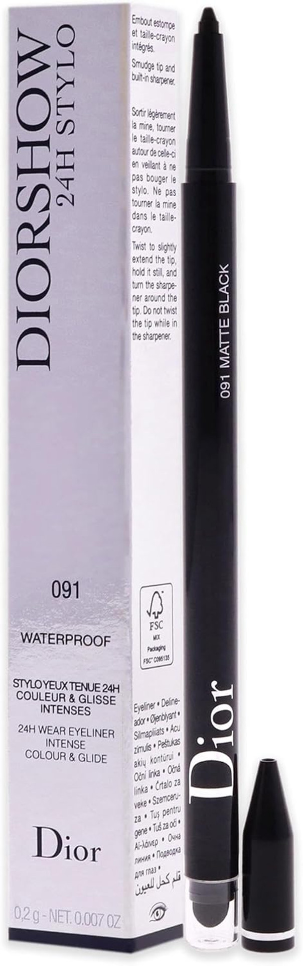 Christian Dior Diorshow 24H Stylo Waterproof Eyeliner - 091 Matte Black For Women 0.007 oz Eyeliner Christian Dior Diorshow 24H Stylo Waterproof Eyeliner - 091 Matte Black For Women 0.007 oz Eyeliner