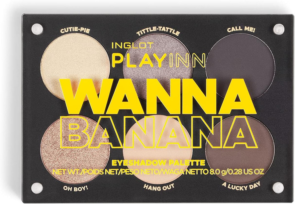 Inglot PlayInn Blurry Berry - Palette of 6 Eyeshadows in Warm Grey with Pastel Pink | Intense colour and durability | Easy blending and silky formula for a perfect finish | 8 g