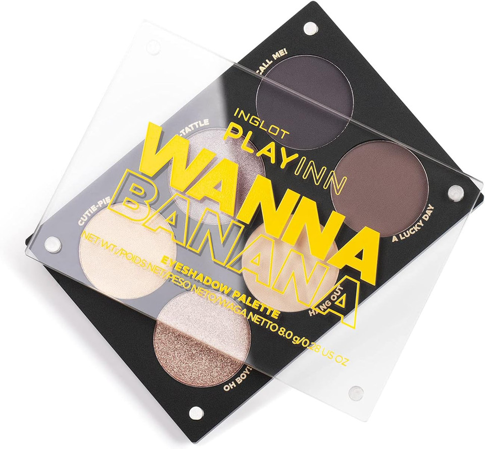 Inglot PlayInn Wanna Banana Shadow Palette - 6 Matte and Shimmer Shades for Unique Styling | Three matte and three shimmer shadows | Easy to apply and blend | 8 g