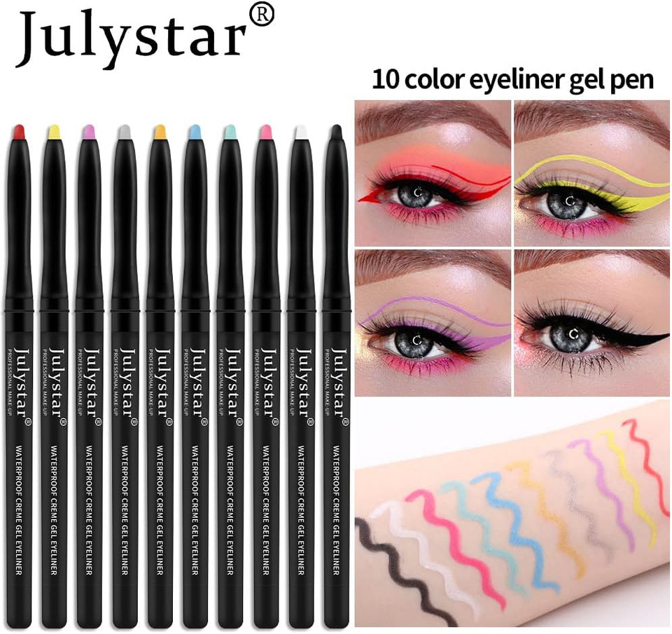 Julystar color eyeliner gel pen, ultra-thin eyeliner, waterproof, oil-proof and non-smudge lasting eyeliner (03#)