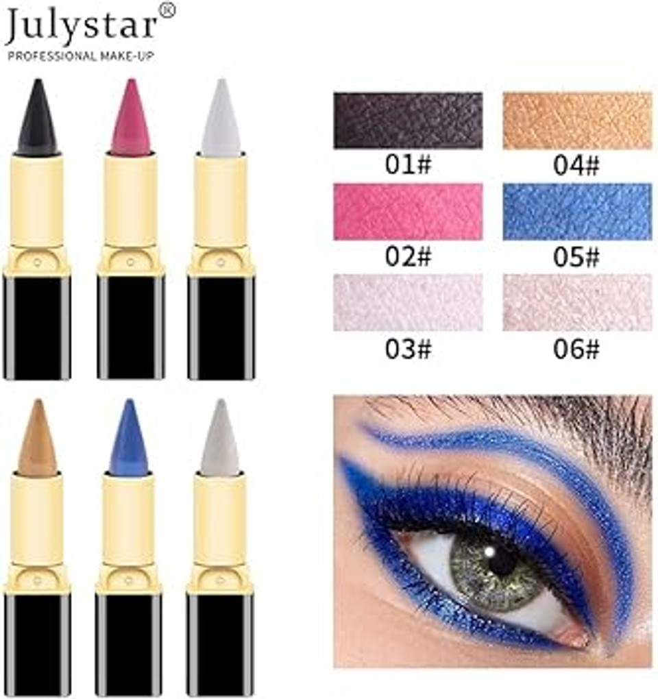 Julystar rich and colorful natural waterproof eyeliner pen is easy to color, quick-drying and lasting moisturizing eyeliner (04#)