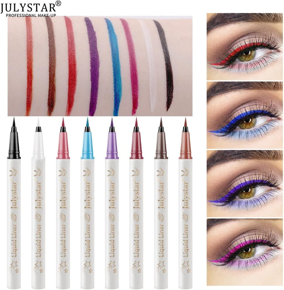 Julystar Colorful Waterproof Easy Coloring Slim eyeliner Liquid Pen Lasting eyeliner (01#) Julystar Colorful Waterproof Easy Coloring Slim eyeliner Liquid Pen Lasting eyeliner (01#)